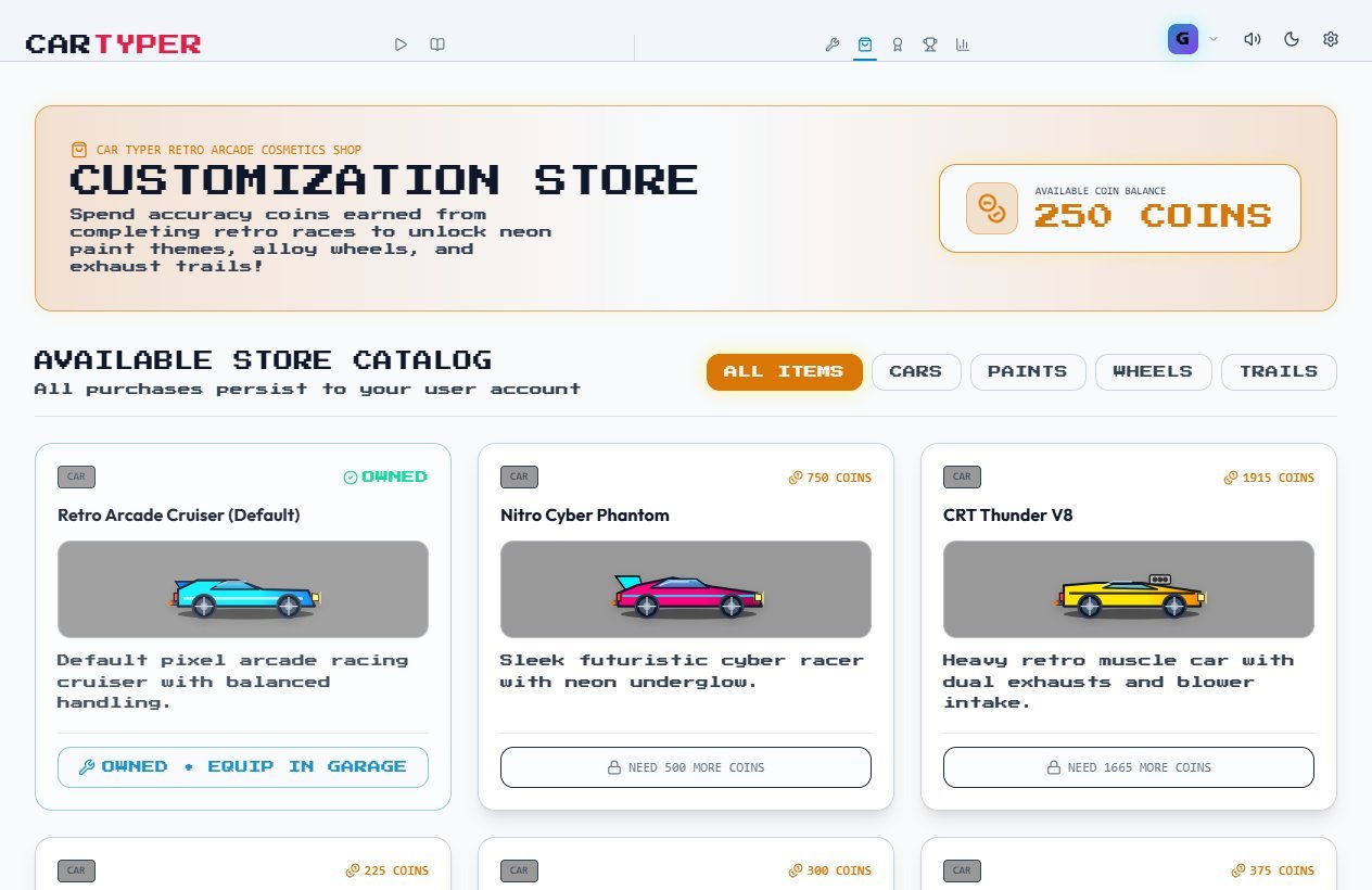 Shop with cars for sale priced in coins